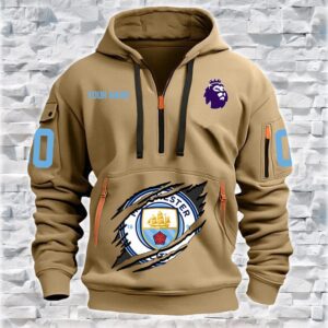 Manchester City EPL Personalized Quarter Zip Hoodie For Fan QZH1012