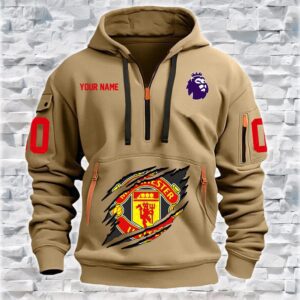 Manchester United EPL Personalized Quarter Zip Hoodie For Fan QZH1016