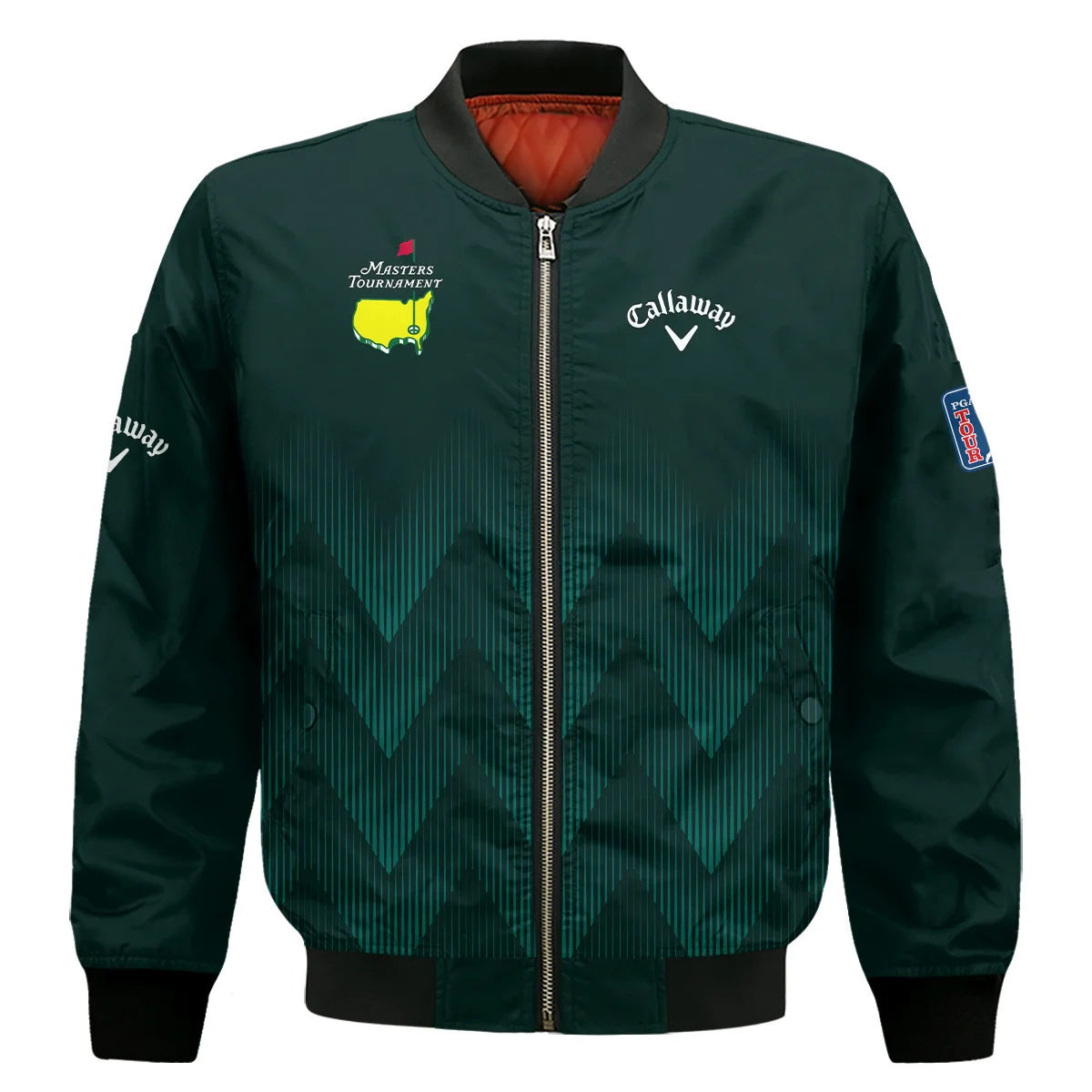 Masters Tournament Golf Callaway Bomber Jacket Zigzag Pattern Dark Green Golf Sports Bomber Jacket GBJ1311