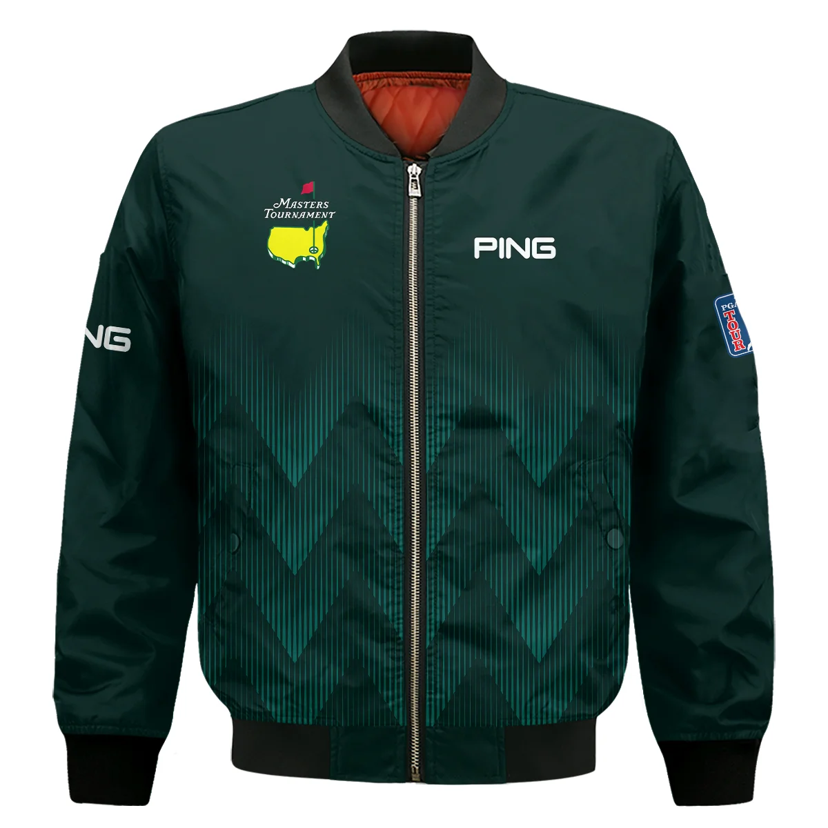 Masters Tournament Golf Ping Bomber Jacket Zigzag Pattern Dark Green Golf Sports Bomber Jacket GBJ1309