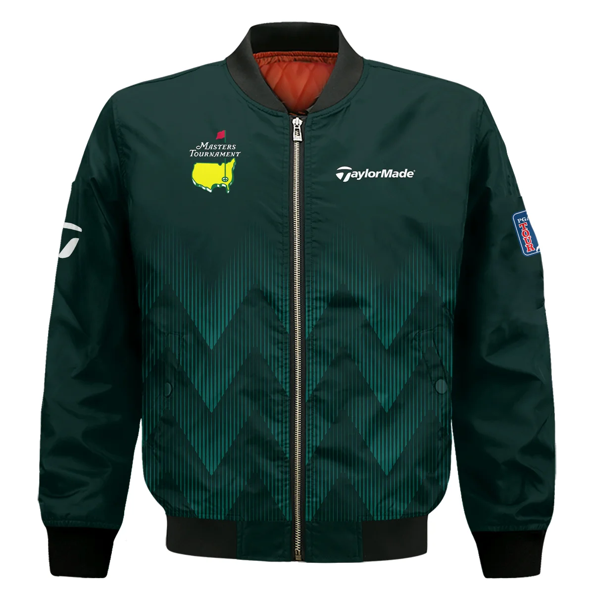Masters Tournament Golf Taylor Made Bomber Jacket Zigzag Pattern Dark Green Golf Sports Bomber Jacket GBJ1310