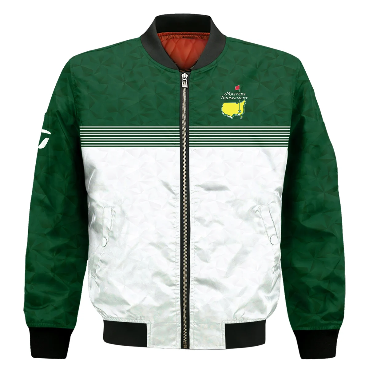 Masters Tournament Taylor Made Bomber Jacket White Pattern White Geometric Abstract Polygon Shape Bomber Jacket GBJ1365