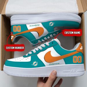 Miami Dolphins NFL Custom Name And Number Air Force Sneakers AF1 Limited Shoes AFS1053
