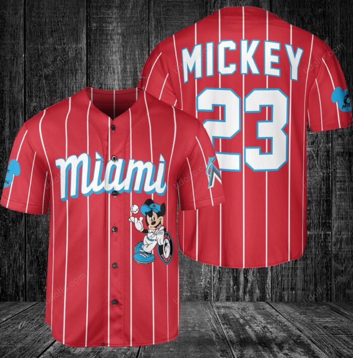 Miami Marlins Custom Mickey Baseball Jersey BTL1122