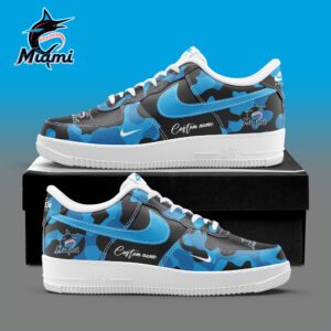 Miami Marlins MLB Camo Personalized AF1 Shoes AFS1247