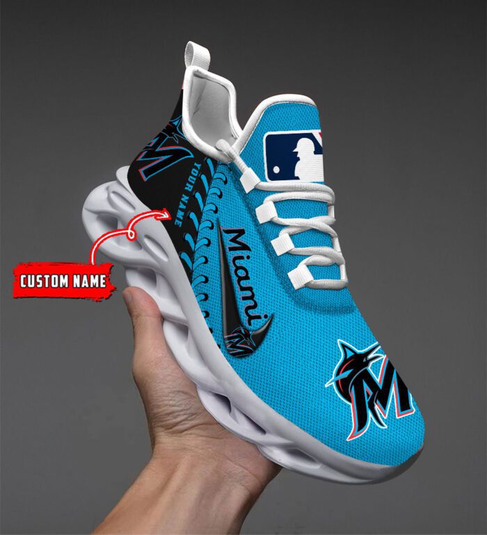 Miami Marlins MLB Max Soul Shoes Custom Name Gift For Fans MSW1171