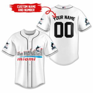 Miami Marlins MLB Teams Custom Name And Number Baseball Jersey BTL1258