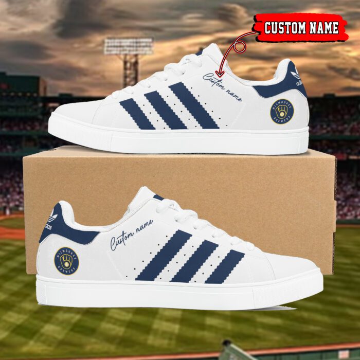 Milwaukee Brewers Custom Name MLB Stan Smith Skate Shoes