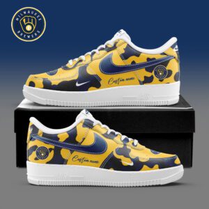 Milwaukee Brewers MLB Camo Personalized AF1 Shoes AFS1249