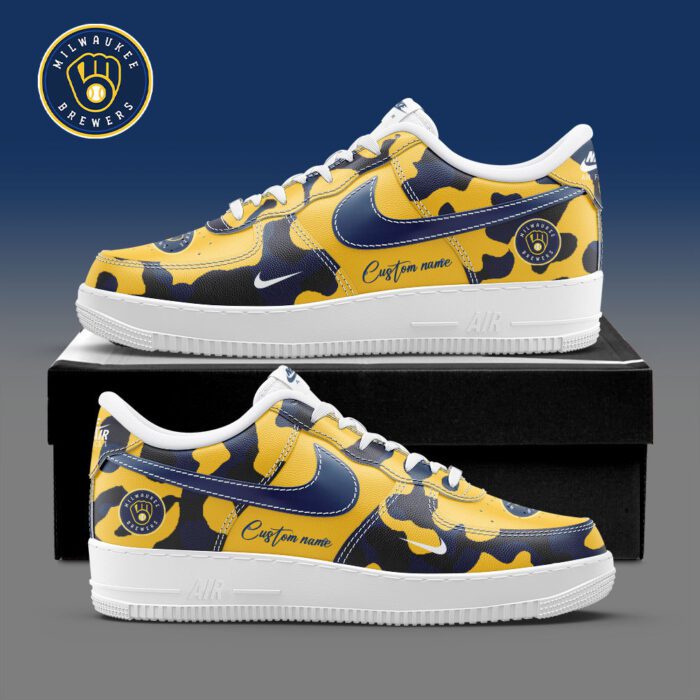 Milwaukee Brewers MLB Camo Personalized AF1 Shoes AFS1249