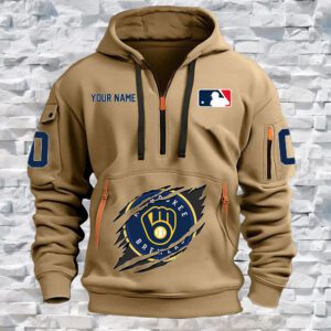 Milwaukee Brewers MLB Personalized Quarter Zip Hoodie For Fan QZH1030