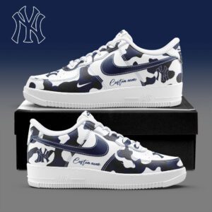 New York Yankees MLB Camo Personalized AF1 Shoes AFS1251