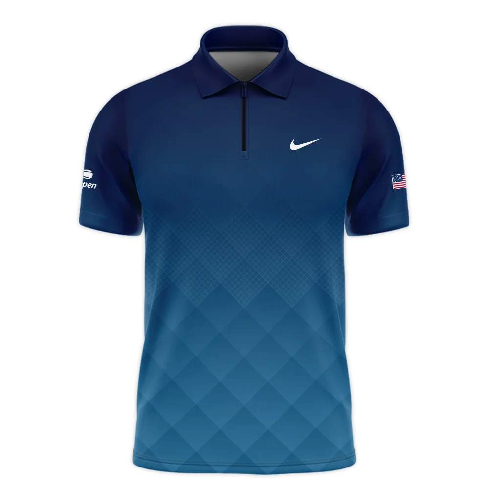 Nike Blue Abstract Background US Open Tennis Champions Zipper Polo Shirt  ZPL1181