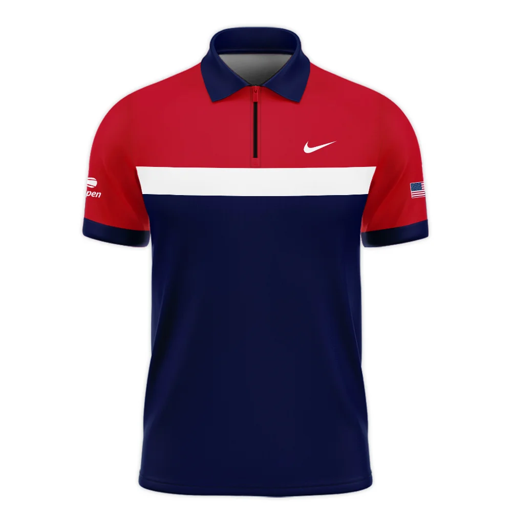 Nike Blue Red White Background US Open Tennis Champions Zipper Polo Shirt  ZPL1176