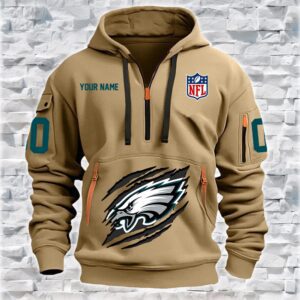 Philadelphia Eagles NFL Personalized Quarter Zip Hoodie For Fan QZH1079