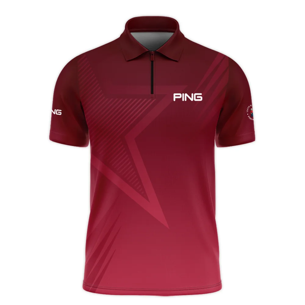 Ping 124th U.S. Open Pinehurst Golf Sport Zipper Polo Shirt Star Gradient Red Straight Pattern Zipper Polo Shirt ZPL1015