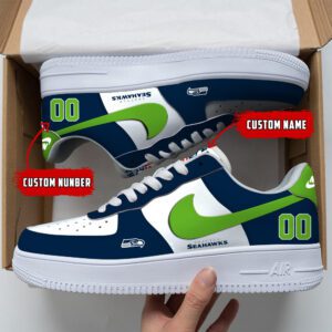 Seattle Seahawks NFL Custom Name And Number Air Force Sneakers AF1 Limited Shoes AFS1060