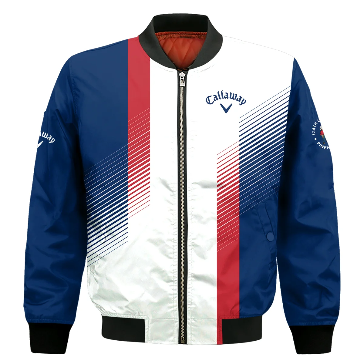 Sport Callaway 124th U.S. Open Pinehurst Golf Bomber Jacket Blue Red Striped Pattern White Bomber Jacket GBJ1336