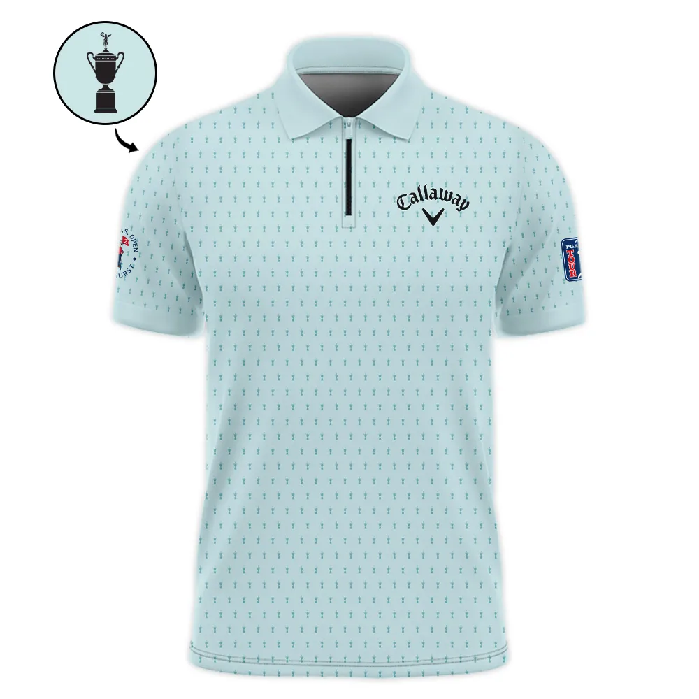 Sports 124th U.S. Open Callaway Pinehurst Zipper Polo Shirt Cup Pattern Pastel Green ZPL1917