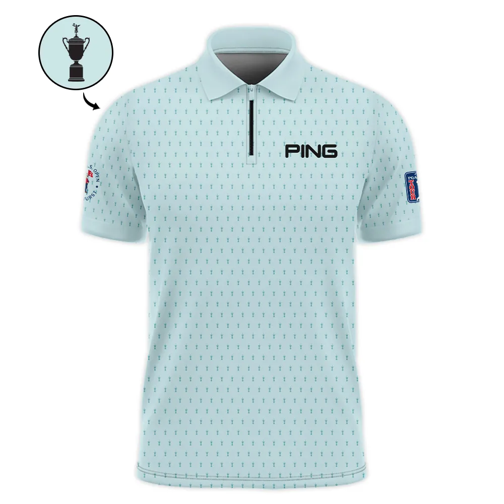 Sports 124th U.S. Open Ping Pinehurst Zipper Polo Shirt Cup Pattern Pastel Green ZPL1914