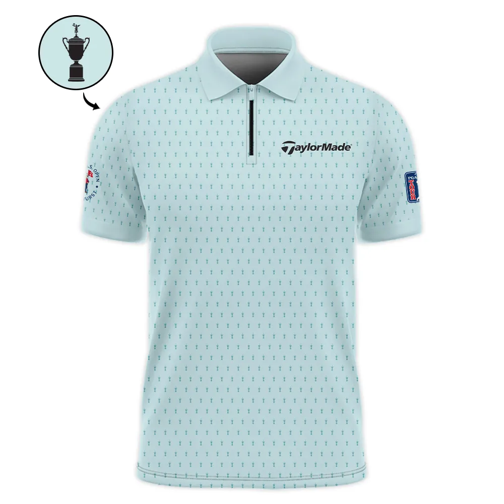 Sports 124th U.S. Open Taylor Made Pinehurst Zipper Polo Shirt Cup Pattern Pastel Green ZPL1916