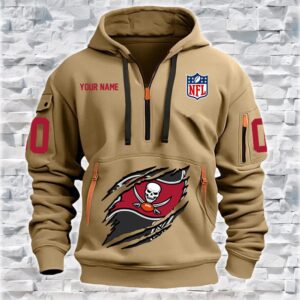 Tampa Bay Buccaneers NFL Personalized Quarter Zip Hoodie For Fan QZH1076