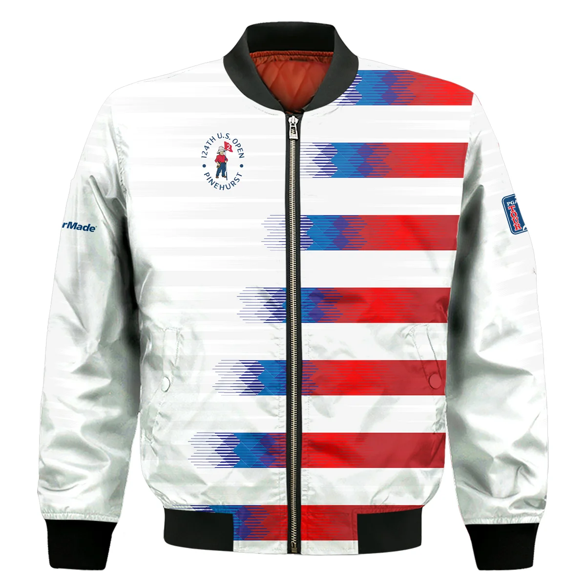 Taylor Made 124th U.S. Open Pinehurst Golf Sport Bomber Jacket Blue Red White Abstract Bomber Jacket GBJ1338