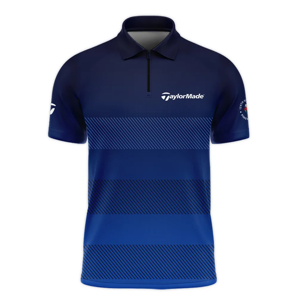 Taylor Made 124th U.S. Open Pinehurst Zipper Polo Shirt Sports Dark Blue Gradient Striped Pattern ZPL1921