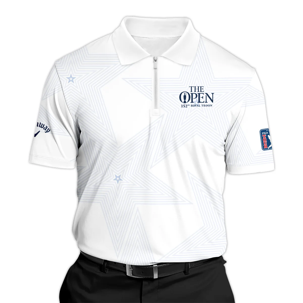 The 152nd Open Championship Golf Sport Callaway Zipper Polo Shirt Sports Star Sripe White Navy Zipper Polo Shirt ZPL1912