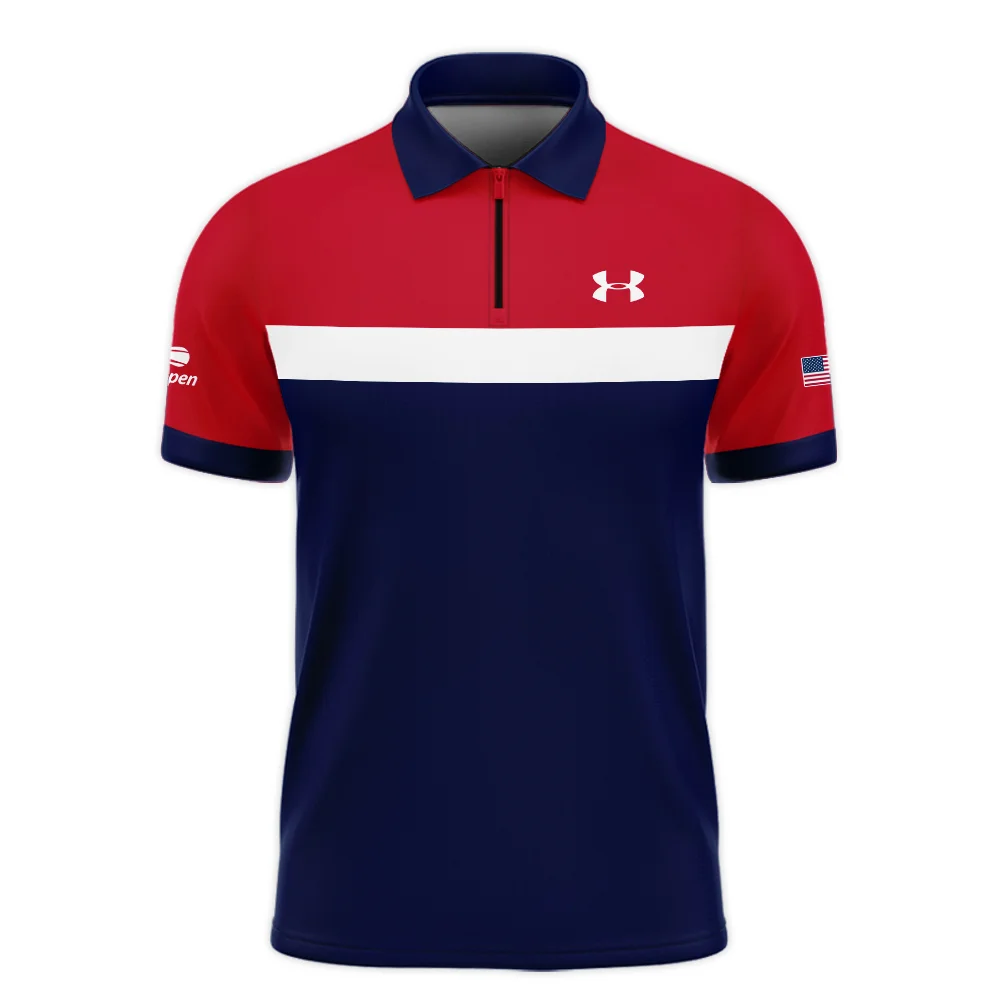 Under Armour Blue Red White Background US Open Tennis Champions Zipper Polo Shirt  ZPL1179