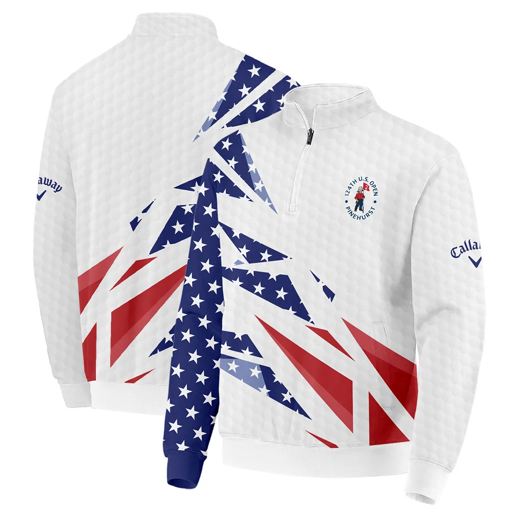 124th U.S. Open Pinehurst Callaway Quarter-Zip Jacket Golf Pattern White USA Flag Quarter-Zip Jacket