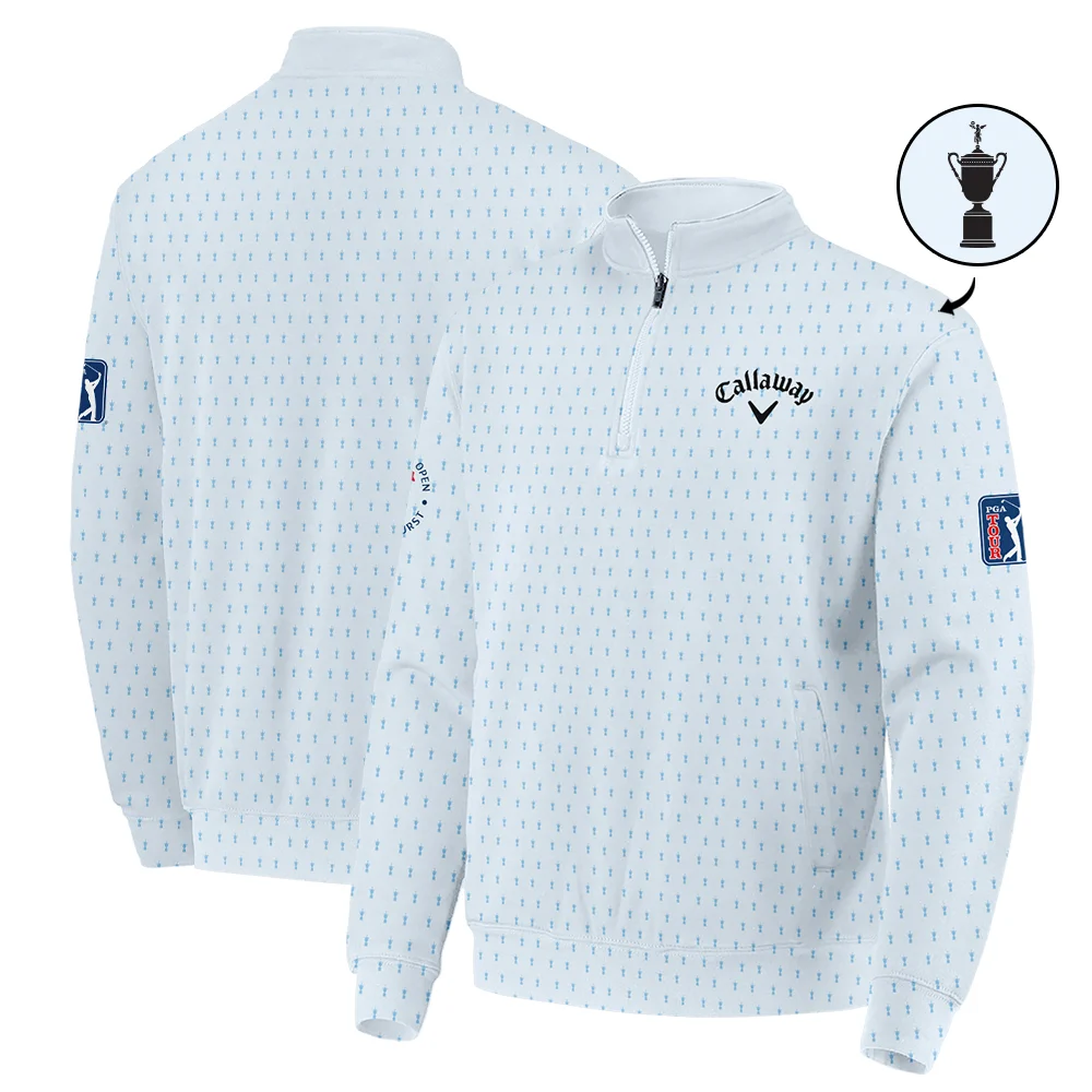 124th U.S. Open Pinehurst Callaway Quarter-Zip Jacket Sports Pattern Cup Color Light Blue Quarter-Zip Jacket