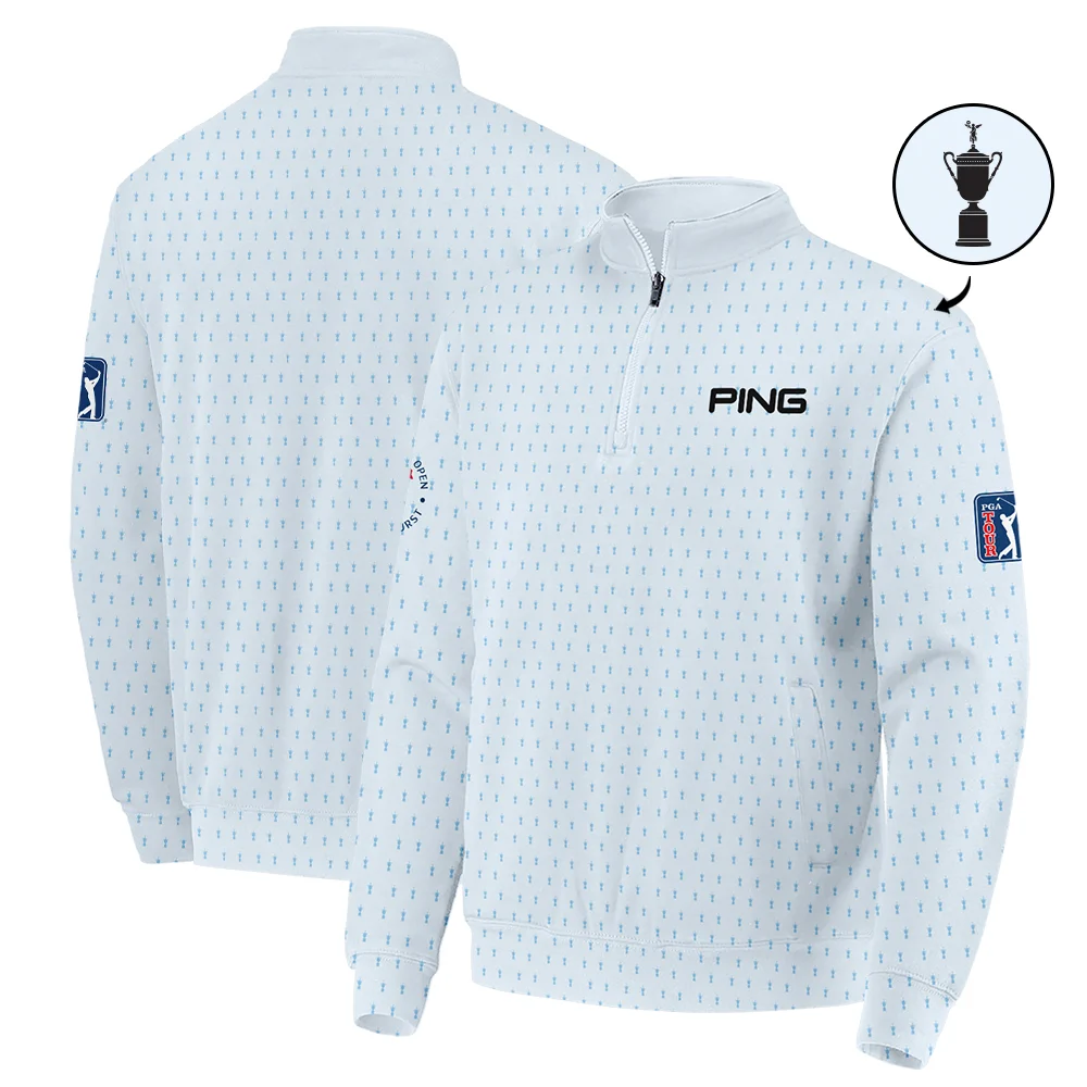 124th U.S. Open Pinehurst Ping Quarter-Zip Jacket Sports Pattern Cup Color Light Blue Quarter-Zip Jacket