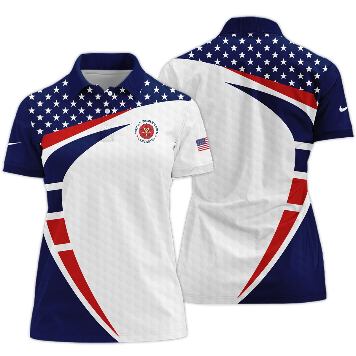 79th U.S. Women's Open Lancaster Nike Blue Red White Star Short Polo Shirt