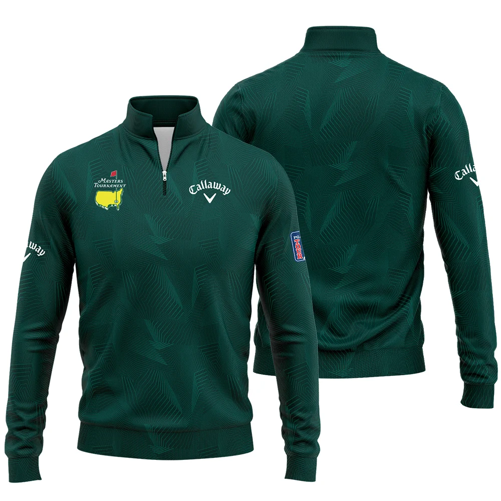 Abstract Pattern Lines Forest Green Masters Tournament Callaway Quarter-Zip Jacket