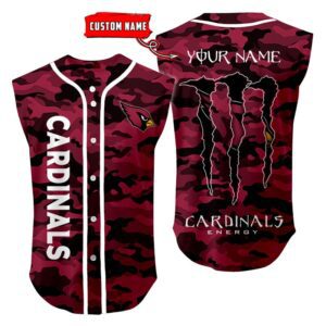 Arizona Cardinals Camo Sleeveless Baseball Jersey Tank Top Custom Name BBTJ1065