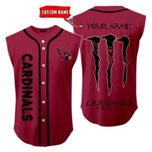 Arizona Cardinals Sleeveless Baseball Jersey Tank Top Custom Name BBTJ1033
