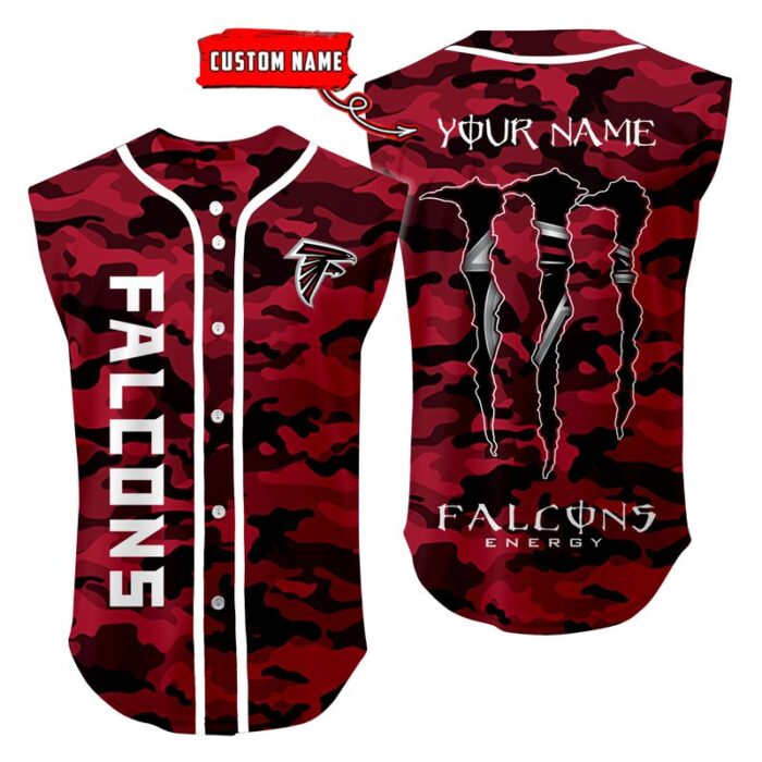 Atlanta Falcons Camo Sleeveless Baseball Jersey Tank Top Custom Name BBTJ1067