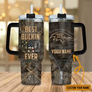 Baltimore Ravens NFL Best Bucking Dad Personalized Stanley Tumbler 40Oz