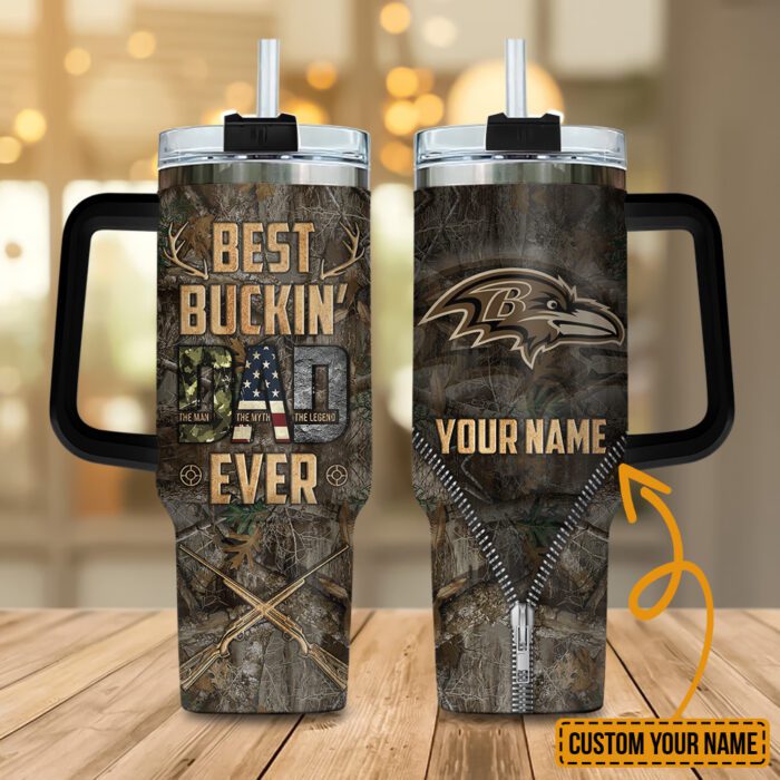 Baltimore Ravens NFL Best Bucking Dad Personalized Stanley Tumbler 40Oz