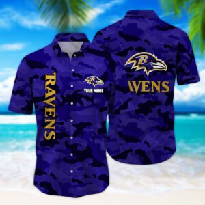 Baltimore Ravens NFL Hawaiian Shirt Summer Shirt Custom Name Perfect Gift HSW1149