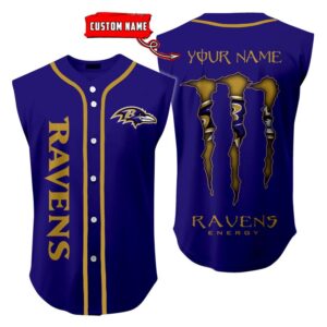 Baltimore Ravens Sleeveless Baseball Jersey Tank Top Custom Name BBTJ1034
