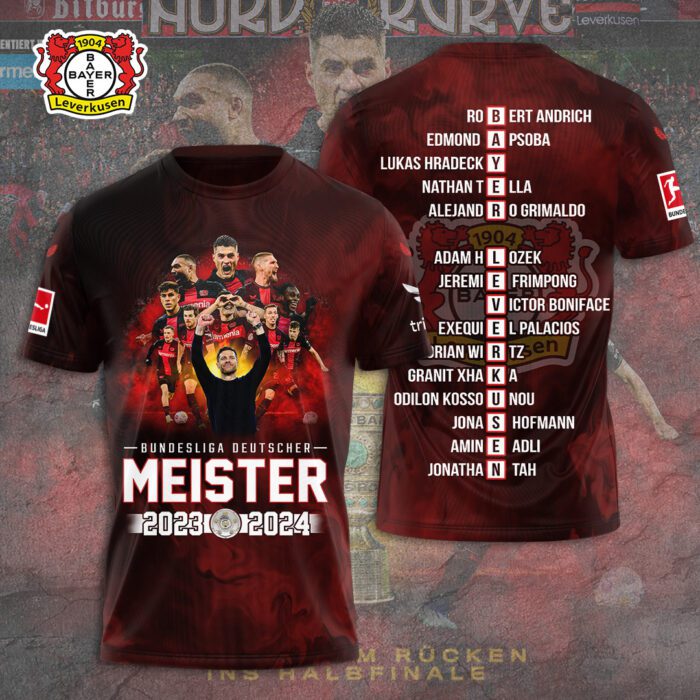 Bayer Leverkusen 3D Champion 2024 Unisex Shirt For Fans TSM1057