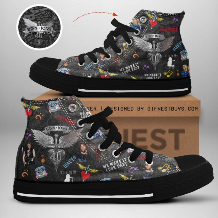 Bon Jovi High Top Canvas Shoes  GHT1010