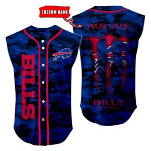 Buffalo Bills Camo Sleeveless Baseball Jersey Tank Top Custom Name BBTJ1068