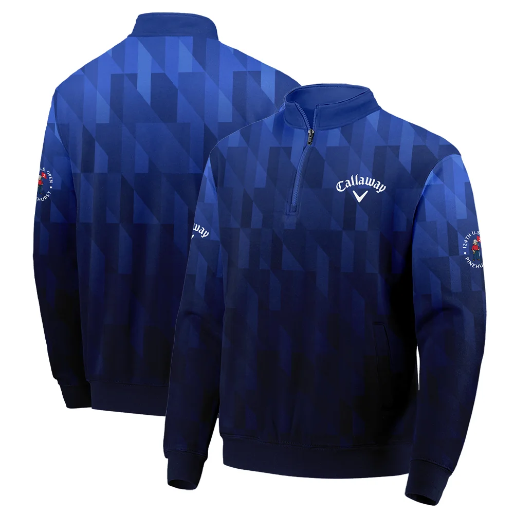 Callaway 124th U.S. Open Pinehurst Golf Sport Quarter-Zip Jacket Blue Fabric Geometric Pattern Quarter-Zip Jacket