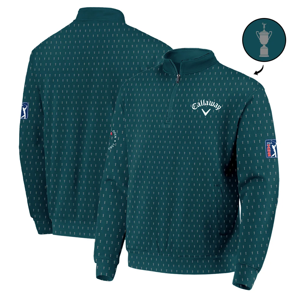 Callaway 124th U.S. Open Pinehurst Sports Quarter-Zip Jacket Cup Pattern Green Quarter-Zip Jacket