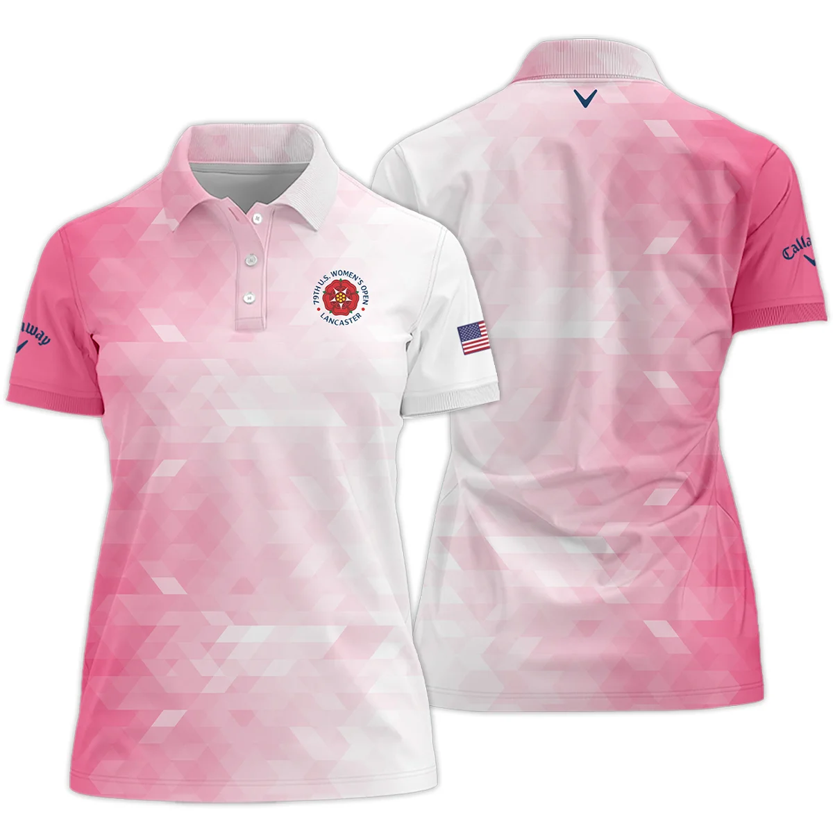 Callaway 79th U.S. Women's Open Lancaster Pink Abstract Background Short Polo Shirt