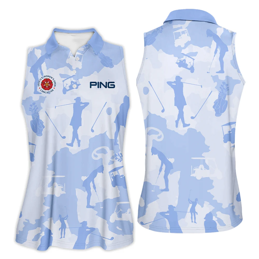 Camo Blue Color 79th U.S. Women's Open Lancaster Ping Sleeveless Polo Shirt Golf Sport Sleeveless Polo Shirt