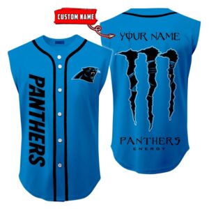 Carolina Panthers Sleeveless Baseball Jersey Tank Top Custom Name BBTJ1038